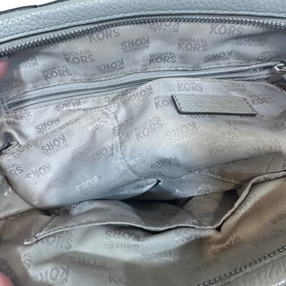 Michael Kors Dove Gray Leather Sandrine Studded Satchel Bag Women - Picture 12 of 13